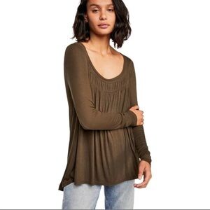 Free People Love Valley Long Sleeve Top in Deep Olive